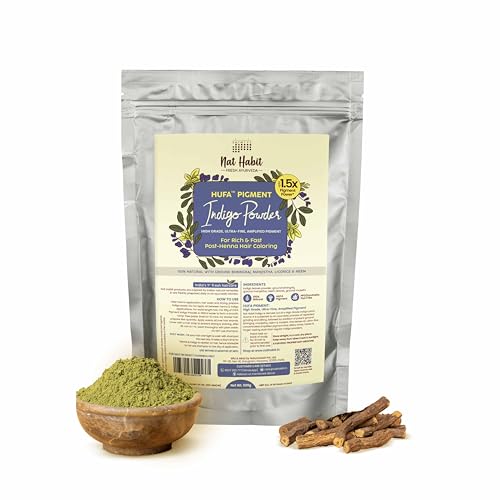 Image of Nat Habit Ready-to-Apply Fresh Henna Paste and Indigo Powder Combo, Pre-Soaked in Black Tea and Herbs,100% Natural Rajasthani Henna & Indigo Powder For Natural Black Hair (440g + 500g)