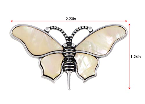 Image of Alilang Abalone Shell Butterfly Insect Brooch Lapel Pins Pendant Scarf Shawl Accessories Wedding Party
