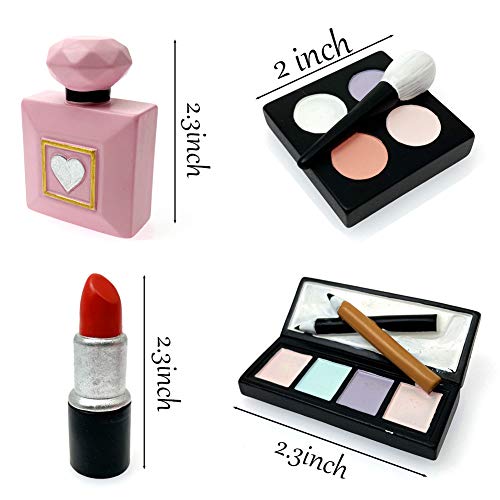 Memovan Makeup Cake Topper 4 Pack, Resin Cosmetics Lipstick Perfume Bottle Eye Shadow Blush Makeup Cake Decorations For Bridal Shower Bachelorette Girl Women Spa Makeup Themed Birthday Party Supplies #TOP5