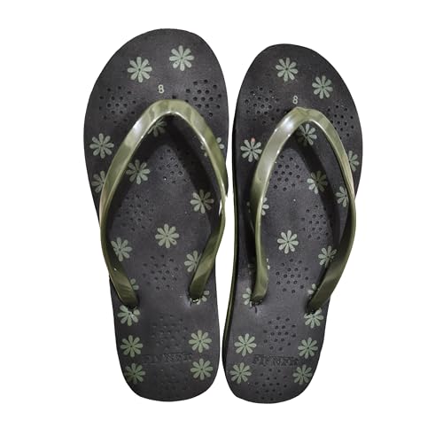 Image of Women's Flip Flops, Red Color,Floral Print, Casual Slippers