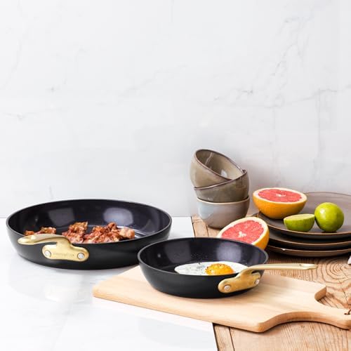 GreenPan Craft 8” and 11” 2 Piece Frying Pan Skillet Set, Healthy Ceramic Nonstick, Non-Toxic PFAS-Free, Dishwasher Safe, Oven Safe, Black - Thumbnail 3