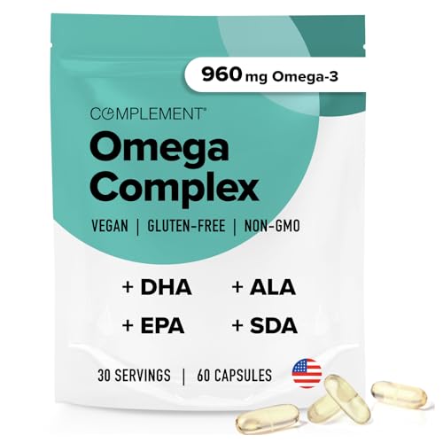 Vegan Omega 3 Supplement- 960mg Omega-3 Fatty Acids DHA EPA SDA ALA Supplement - Immune Support- 30 Servings 60 Liquid Capsules