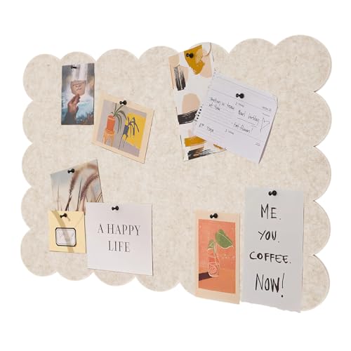 Cloud Felt Pin Board 60x40cm Scalloped Edge Notice Board Self Adhesive Memo Bulletin Board for Wall Thick Vision Board Photo Display for Home Office Kids Room & Classroom Beige