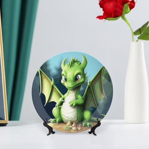Plato decorativo de porcelana Bone China Dragon 7 pulgadas miniatura 6