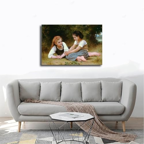Tableau Nut Gatherers de Bouguereau impression sur toile 50x75 cm