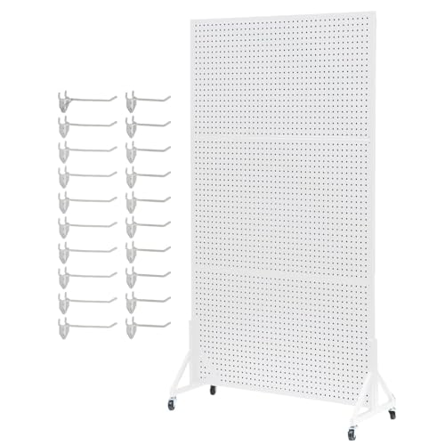 RRrawgff Soporte móvil para Paneles Perforados, Estante metálico Ajustable con Ganchos, Organizador versátil para Tiendas, garajes y Montaje de Eventos.