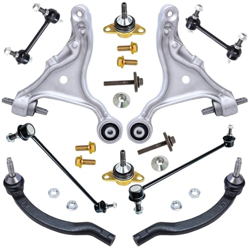 Detroit Axle - Front End 10pc Suspension Kit for 2001-2007 Volvo S60 V70, 2 Lower Control Arms, 2 Lower Ball Joints, 2 Outer Tie Rods, 4 Front Rear Sway Bars, 2002 2003 2004 2005 2006 Replacement