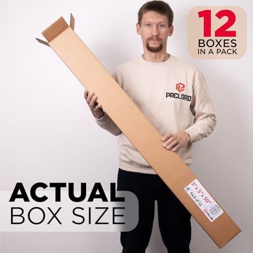 Image of Tall Cardboard Boxes 5 inchL x 5 inchW x 50 inchH (Pack of 12) - USA-Made Packing Boxes for Moving, Shipping, or Storage - USPS, UPS, FedEx Approved - Professional Packing Supplies for Moving | USA-Made Packing Boxes for Moving, Shipping, or Storage - USPS, UPS, FedEx Approved - Professional Packing Supplies