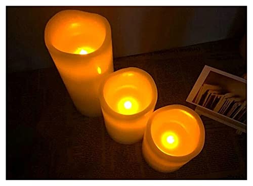 BOSUGE Decoraciones for Fiestas, Velas Falsas LED, Borde Ondulado Seguro Vela de Pilar LED Parpadeante sin Llama Control Remoto 7,5 cm (D) -ÁMBAR Navidad (Color : Height 10cm Only) Cover