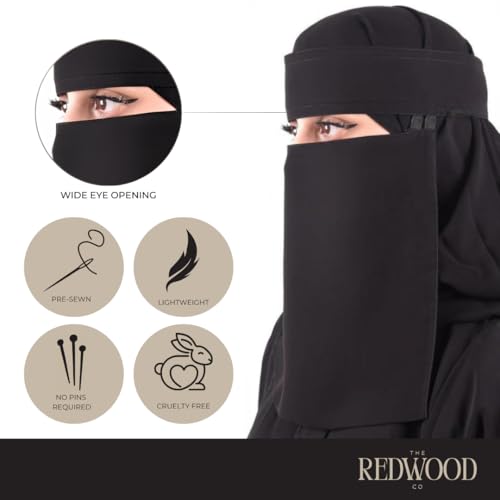 Saudi Niqab | Black Chiffon | Breathable & Comfortable | Premium Quality | Versatile for Special Occasions & Daily Wear | Easy Care | 12 x 15 Inches2