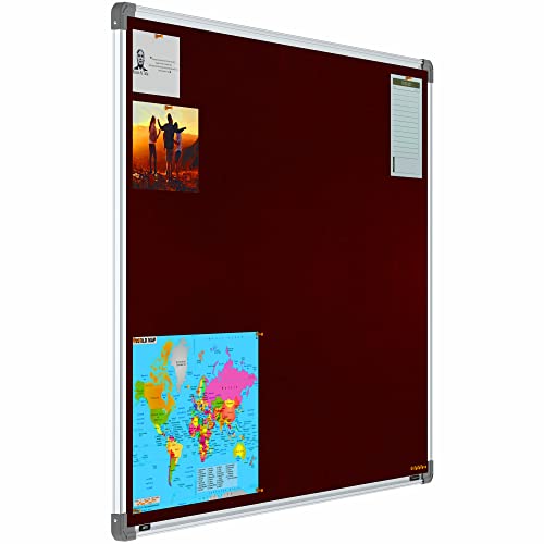 Image of Scholar Art Metis 3x4 Feet Fabric Pin-up Board for Study Table & Kids Room | High Strength Velvet Cloth + High Density Soft Board for Pinning Photos, Sticky Notes & Reminders (Maroon)