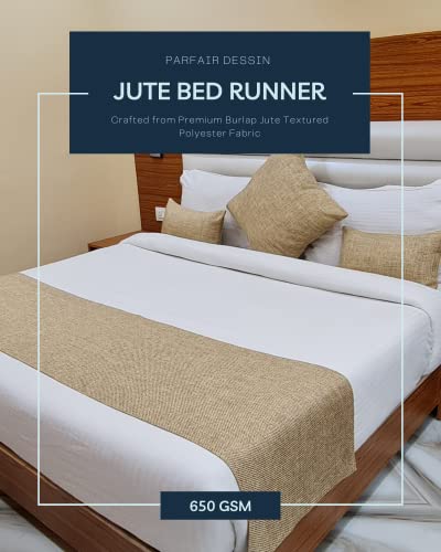 Parfair Dessin Burlap Jute Pattern Polyester Bed Runners - High Density Heavy Fabric - Bed Decoration For Home, Hotel, Resorts (Natural - 180X50 Cm For Single Bed) #TOP1