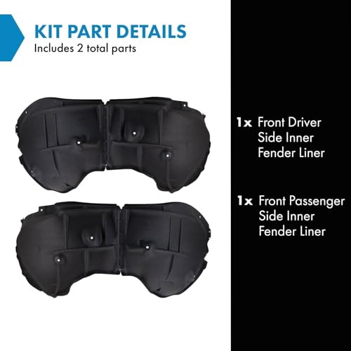 Image of TRQ Front Driver and Passenger Side Inner Fender Liner Set Compatible with 2019-2023 GMC Sierra 1500