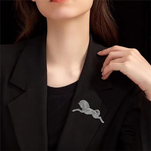 Image of Dreuyet Horse Brooch Pin Horse Racing Suit Lapel Pin for Women Men Rhinestone Antique Gold Horse Animal Brooch Clothing Outfits Accessory Jewelry