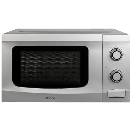Abode 20L Manual Microwave Silver 700W with 5 Power Levels & Timer, Button & Dial Control, Defrost...