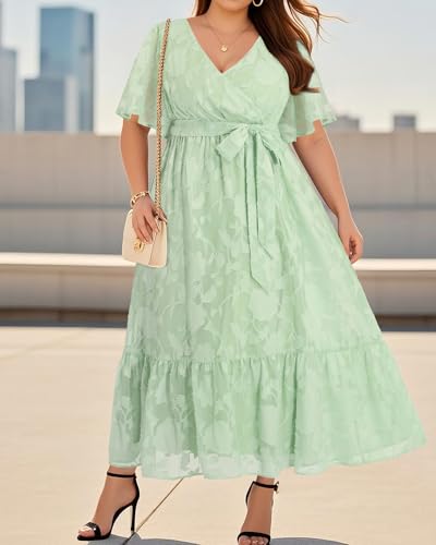 Image of Pinup Fashion Plus Size Wedding Guest Formal Cocktail A Line Long Dress