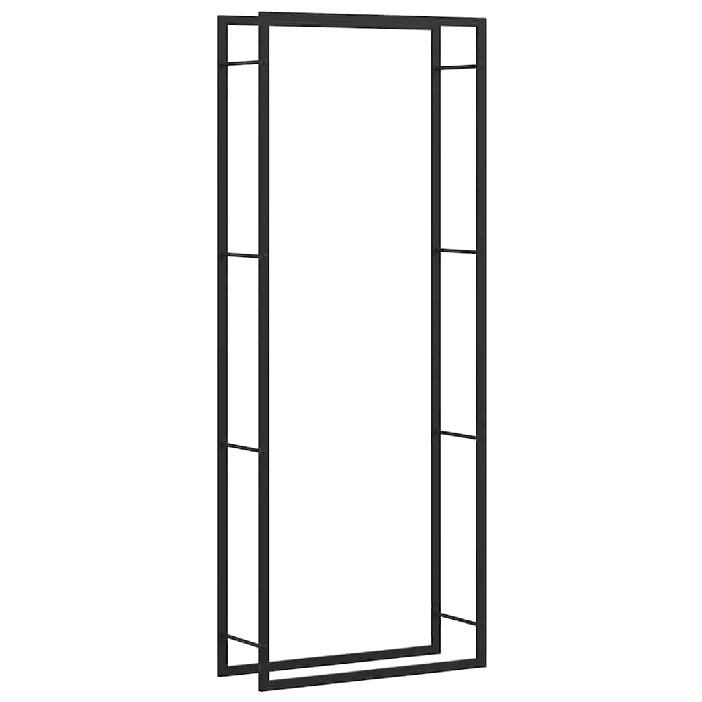 Vidaxl Black Firewood Rack Matt 80X28x222 Cm Steel