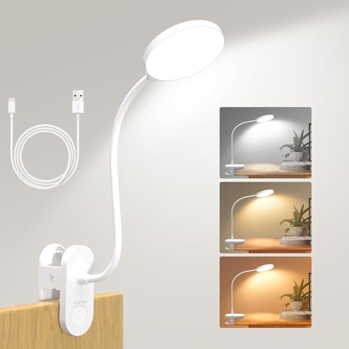 ZAPLIT 97 LED Lámpara de Lectura con Pinza – 【3 Modos & 10 Niveles】 2000mAh USB C, 40cm Cuello Flexible, Luz para Cama, Escritorio y Camping