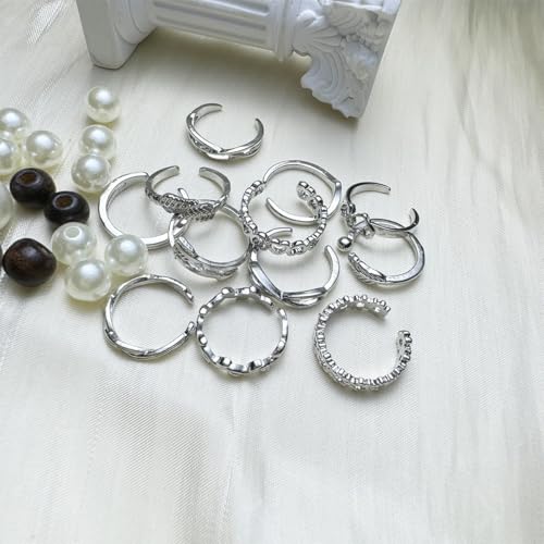 Image of 12PCS Toe Rings for Women 14K Gold /Silver Plated Adjustable Toe Ring Set Open Heart Arrow Infinity Rings Beach Foot Jewelry for Summer