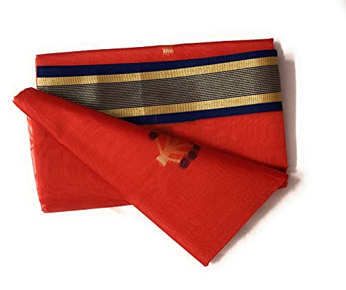 Uppada Silk Sarees orange uppada silk saree – image 6