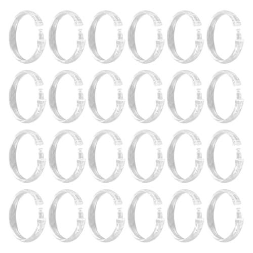 Tofficu Anillos de Cortina de Ducha Transparentes o Abiertos, 24 Piezas, Ganchos para Barra Romana, Accesorios para Baño, Colgadores Circulares Resistentes para Cortinas de Baño