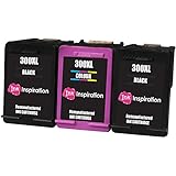 2 anos de garantía Ink Inspiration® 3 Cartuchos de Tinta Remanufacturados para HP 300 300XL Deskjet D1660 D2530 D2545 D2560 D2660 D5560 F2420 F2480 F4210 F4240 F4272 F4280 F4580 F4583 Photosmart C4780 C4680