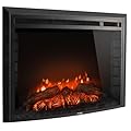 RecPro RV 30" Recessed Electric Fireplace | Glass with Log View | 120 Volt | Remote Included | Recessed Mount| for Camper, Trailer, Home & More