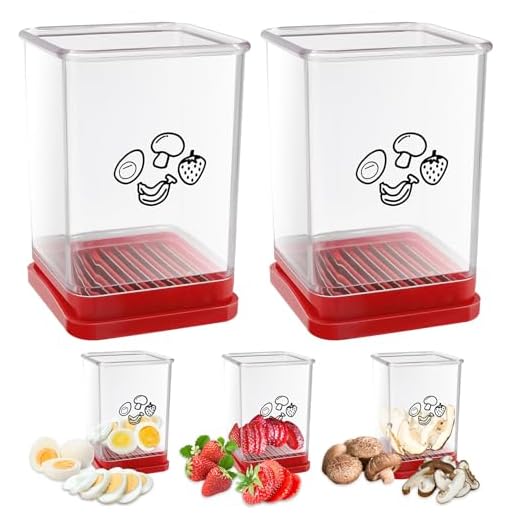 Cortador de frutas 2 unidades, con funda protectora y caja de almacenamiento, de acero inoxidable, rápido y práctico, para fresas y plátanos