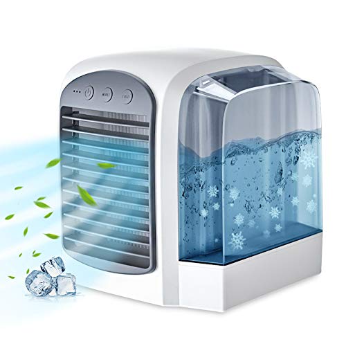 ALLYAG Personal Air Conditioner Fan Portable | Evaporative Air Cooler with Build in Night Light Waterbox | Air Purifying | 3 Fan Speed, USB Charging, Ultra-Quiet Table Fan for Home Office Bedroom
