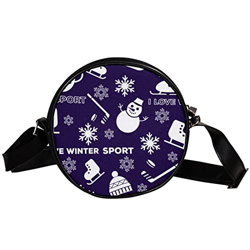 GORDESC Sac à bandoulière rond motif sports d'hiver pour femmes et filles