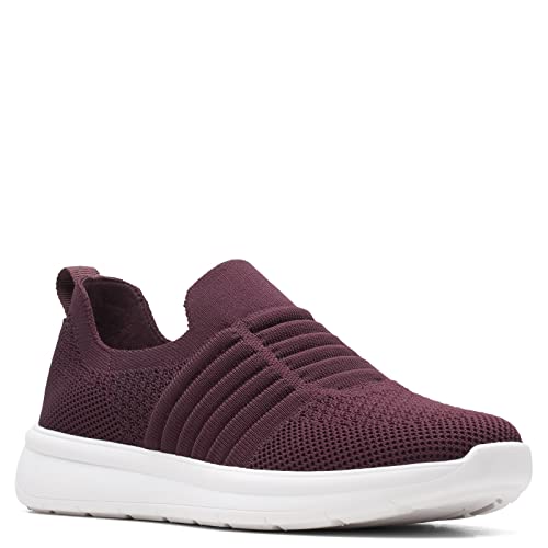 Clarks Clarks Women's Ezera Walk Sneaker, Burgundy Knit, 8.5