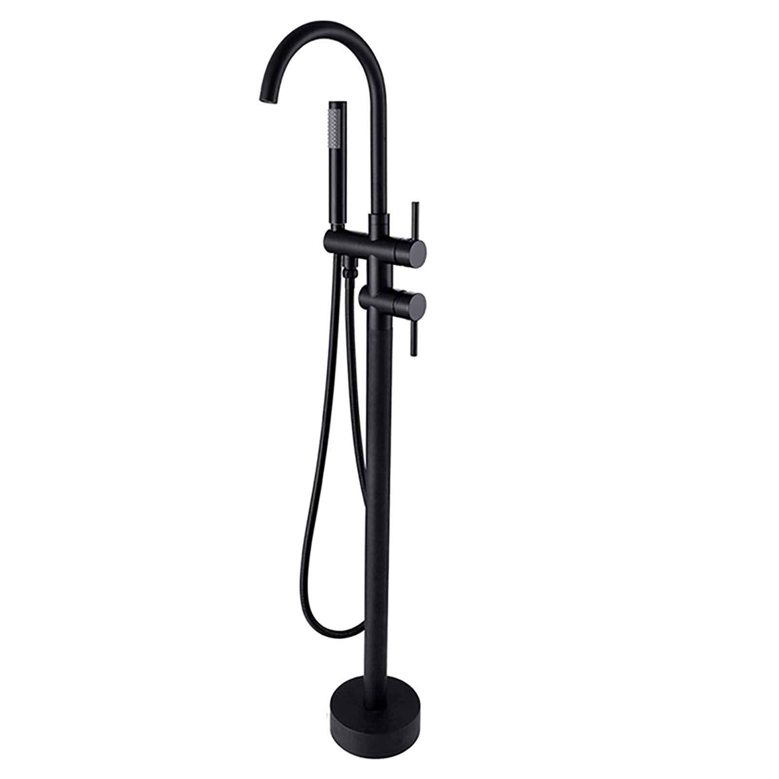 DFGHNBVC Freestanding Bathtub Faucet Gooseneck Floor Mount Tub Filler Brass Freestanding Bath Taps With Handheld Shower And 360° Swivel Spout,Matte Black B,Matte Black B