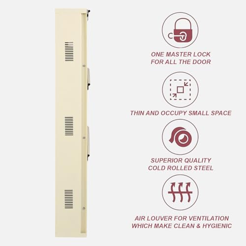 Image of Metal Shoe Rack Wall Mounted for Home with Central Locking |3 Door 28 inch Wall Mounted Metal 9 Pair Shoe Rack Cabinet | Pre-Assembled Rack Shelves |3 Year Warranty (Ivory)