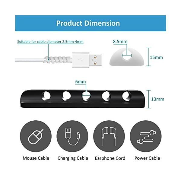 YMCRLUX Kabelclips Kabelhalter und Kabelschoner, Silikon selbstklebend Kabel Organizer Clips für Schreibtisch… – Bild 4