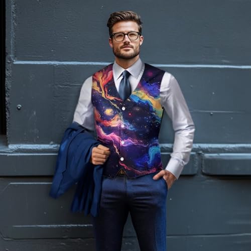 Men's V Neck Suit Vest Formal Dress Vest with Buttons Slim Fit Business Suit Vests3