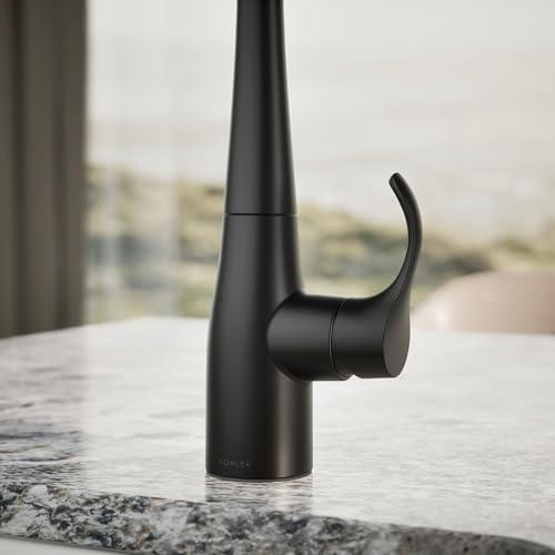 Image of KOHLER K-22034-BL Simplice Single Handle Kitchen Bar Faucet, for Prep Sink, Wet Bar, Matte Black