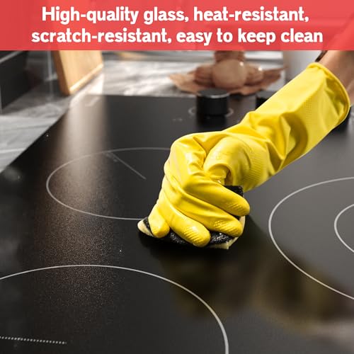 Image of Karinear 36 Inch Electric Cooktop Knob Control 5 Burners Radiant Stove Top | Hardwired 220-240V, No Plug, Built-in Design, Perfect for the elderly, 9 Power Levels, Residual Heat Indicator, 8400W, 40A