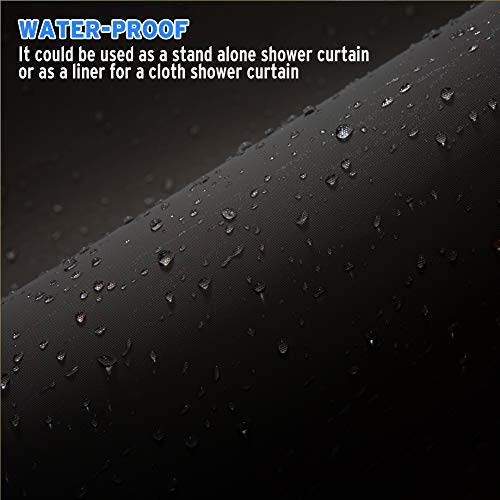 Image of AmazerBath Plastic Shower Curtain, 70 x 72 Inches PEVA Shower Curtain with Heavy Duty Clear Stones and Grommet Holes, Waterproof Thick Bathroom Plastic Shower Curtains-Black
