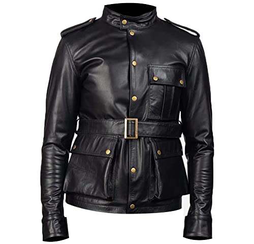 LP-FACON Abrigo de uniforme de oficial militar alemán – Chaqueta de piel clásica alemana de la...