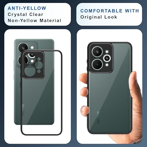 Image of CEDO Backcover for Realme 15 Pro (5G) | Camera Protection Bump Shockproof Edge | Ultra Hybrid Transparent Acrylic Clear TPU+PC Hard Backcase Cover (Black)