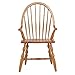 Sunset Trading Oak Selections Windsor Spindleback Dining Chair with Arms | Fully Assembled Kitchen Armchair| Modern Farmhouse Minimalist Country Cottage | Light Oak Solid Wood