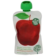 Pumpkin Tree Organic Fruit Pouch Applesauce with Cinnamon Fiber Gluten Nut Dairy Free Snack for Kids, Apple, 3.5 Oz