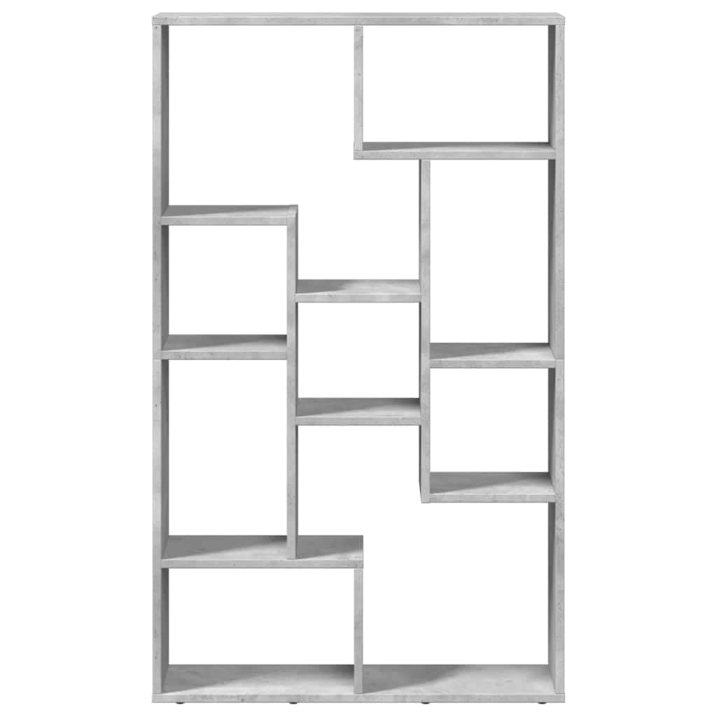 Bücherregal Betongrau 72x20x120,5 cm Standregal Raumteiler | Geometrisches Regal mit 9 Fächern für Wohnzimmer, Schlafzimmer & Büro. Flexibel vertikal oder horizontal aufstellbar.