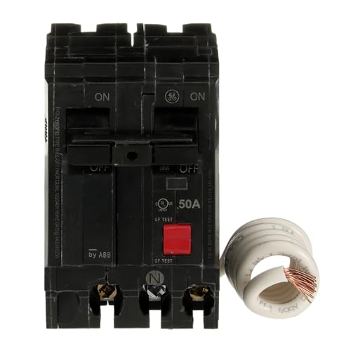 ABB Q-Line® THQL2150GFT2P 50A 240-Volts Double Pole Circuit Breaker • 50 Amp Double Pole Ground Fault Breaker with Self-Test • 120/240 VAC 2-Pole GFCI Breaker • Ground Fault Circuit Interrupter