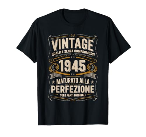 81° Compleanno 81 Uomo Anni Retro Vintage 1945 Regalo Maglietta