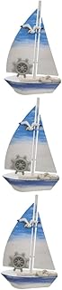ifundom Decoração do Oceano 3 Peças Decorações Para Salas De Casa Oceano Decoração Jardim Veleiro Estátua Modelo De Veleiro Decoração De Praia Costeira Decoração De Veleiro Ornamento À