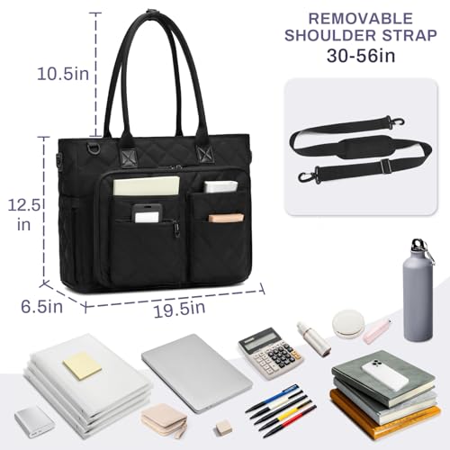 Image of Teacher Tote Bag for Women, Large Teacher Work Bag with Accordion File Organizer Pocket, 15.6 inch Laptop Briefcase