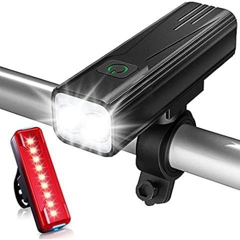 Babacom Bike Lights, 2000 Lumen Super Bright USB Rechargeable Bicycle Light, 5 Adjustable Lightness Cycling Front Light & Rear Light for Cycling Safety with IPX5 Waterproof & 6-50 Hours Running Time Cover