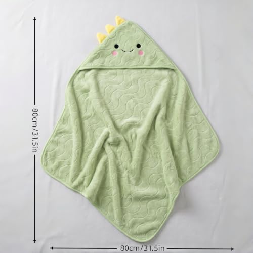 Image of Baby Hooded Towels,31 x 31 in Baby Washcloths, Infant Super Soft Baby Bath Towels with Hood for Toddlers1-3 (Green Dinosaur + Gray Bear)