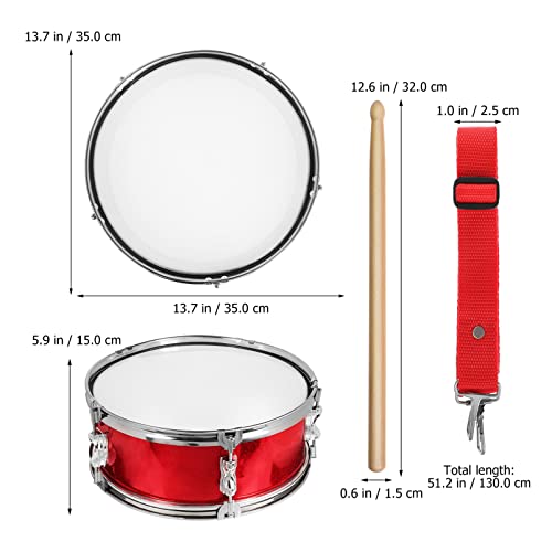 Milisten Marching Drum Set 13 Inch, Snare Drum with Wooden Mallet, Gloves and Adjustable Strap, Snare Kit Orff Percussion Musical Instrument - Thumbnail 4
